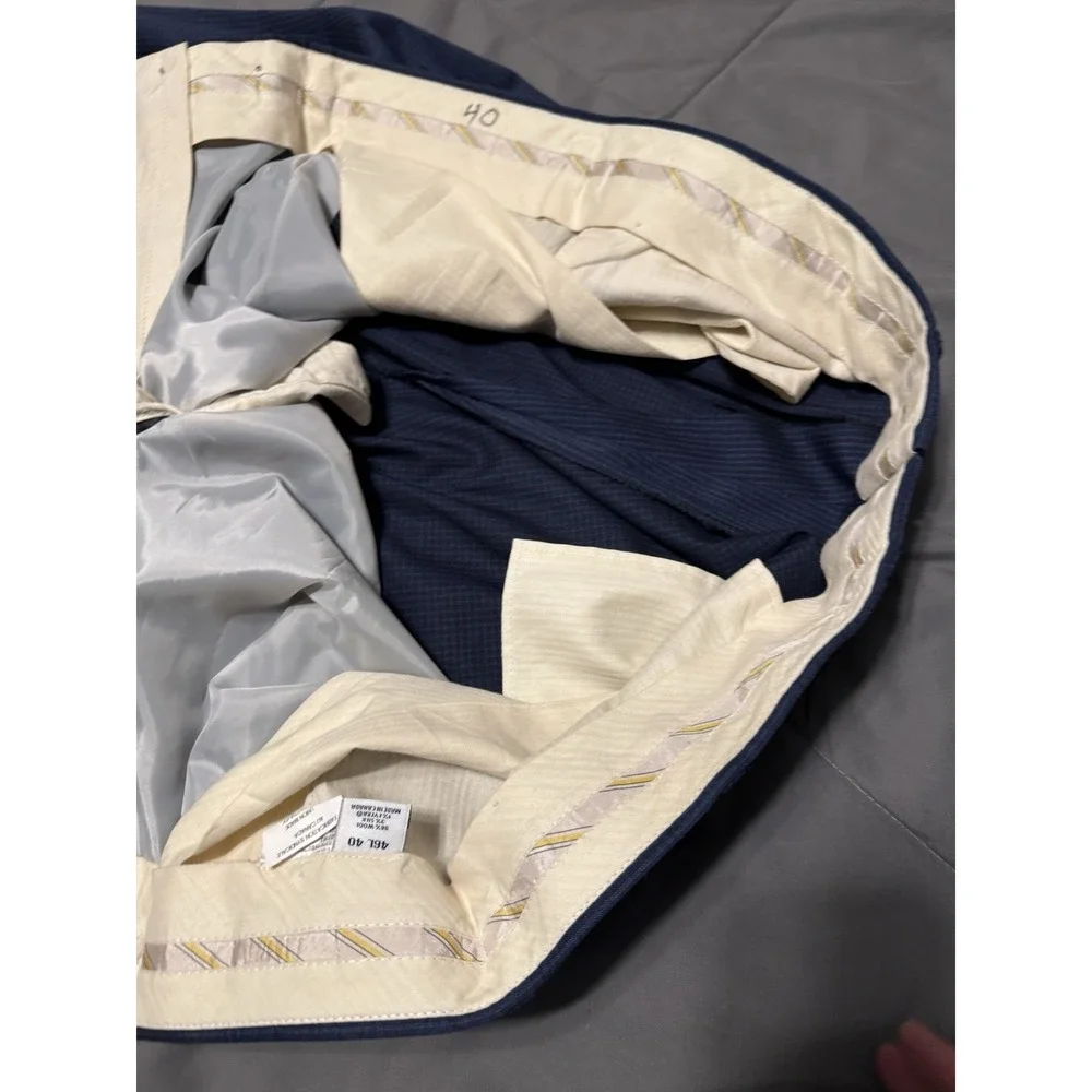 Loro Piana On The Move Performance Suite Navy Stripe‎ Wool Silk 46L 40W Cremieux